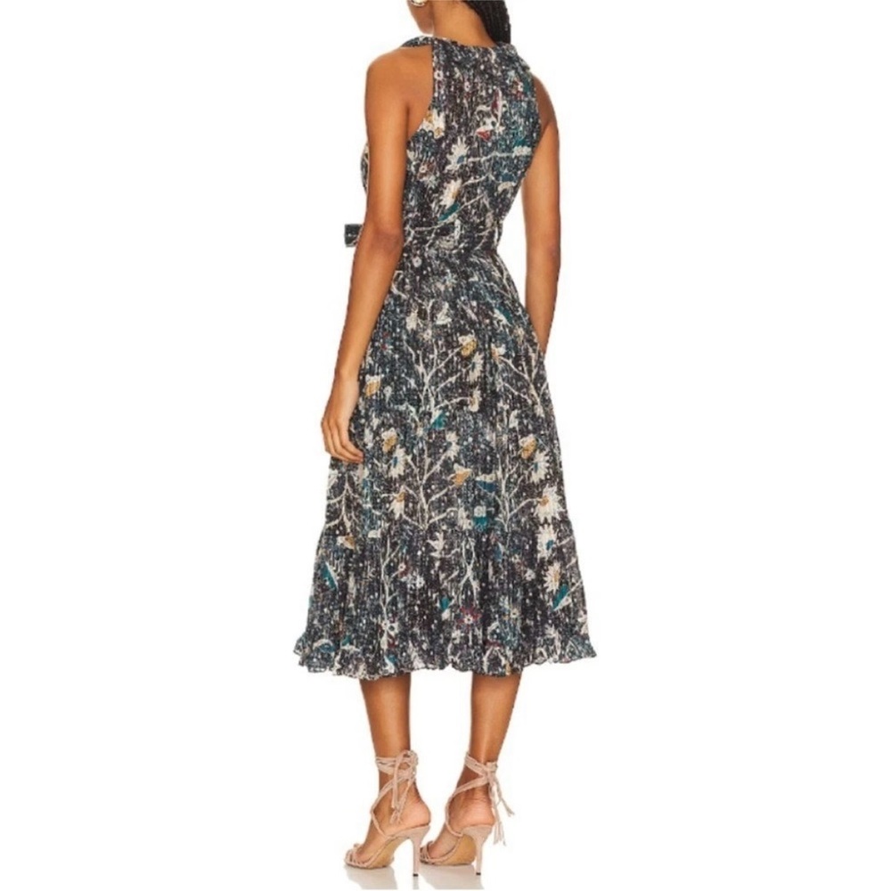 Ulla Johnson Mariam Midi Dress Floral Batik Jet Navy Blue‎ Halter Size 2 Flowy - Picture 4 of 16